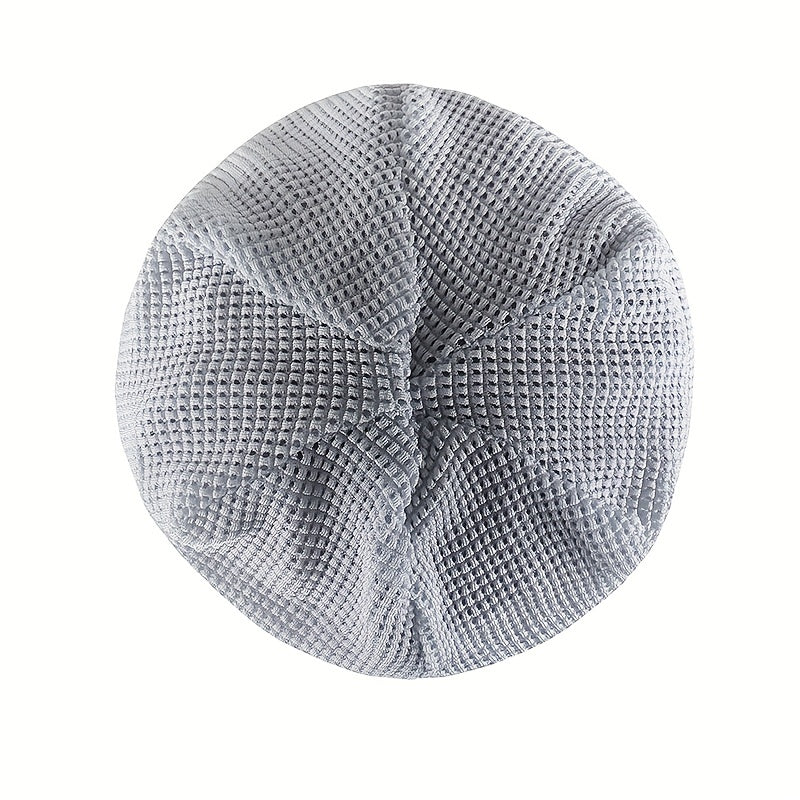 Plaid Hollow Beanie Elastic Lightweight Skull Cap For Women