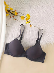 2pcs Solid T Shirt Bras Comfy Push Up Bra Women's Lingerie & Underwear
