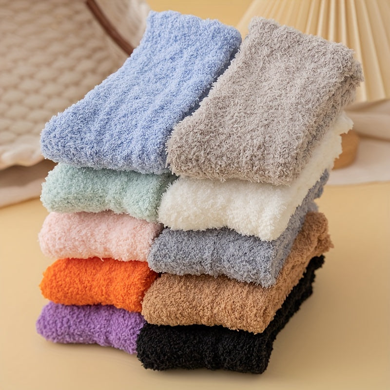 10 Pairs Fuzzy Mid Tube Socks Women's Stockings