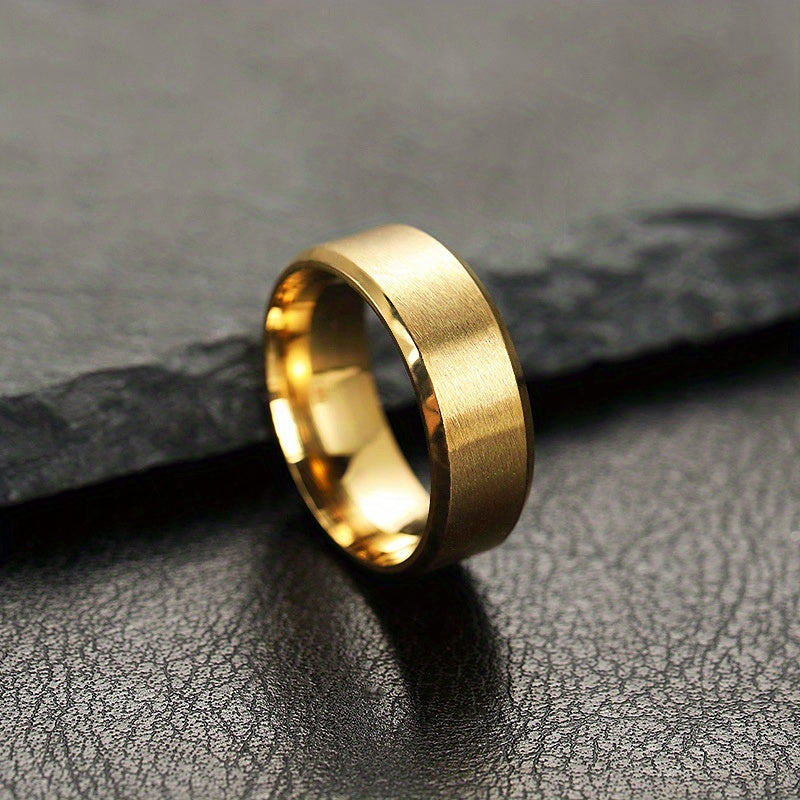Stainless Steel Ring Matte Finish Beveled Polished Edge Comfort Fit
