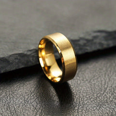 Stainless Steel Ring Matte Finish Beveled Polished Edge Comfort Fit