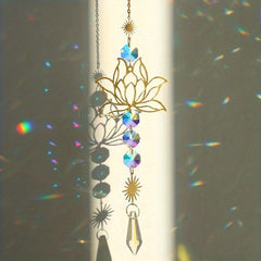 Crystal Sun Catcher Wind Chime Lotus Flower Pendant