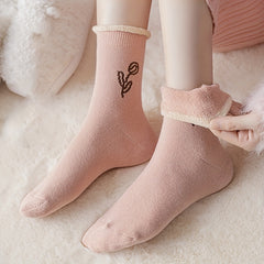 5 Pairs Floral Print Socks Comfy & Warm Mid Tube Socks Women's Stockings
