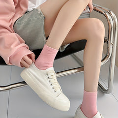 10 Pairs Solid Socks Comfy & Breathable Women's Stockings