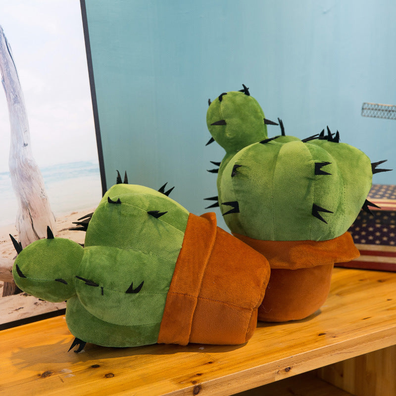 Soft Plush Cactus Doll in Green & Orange Pot Decor