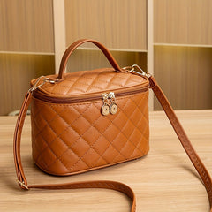 Portable PU Leather Rhombus Square Shoulder Bag Cosmetic Bag