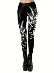 Women's Plus Goth Graphic Print High Rise Skinny Pants