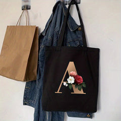 Floral Print Tote Bag Large Capacity Canvas Beach Bag