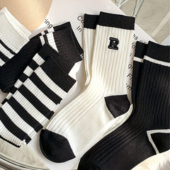 10 Pairs Striped Crew Socks for Women
