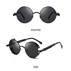Men's Vintage Steampunk Round Stainless Steel Sunglasses