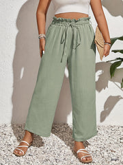  Wide Leg Trousers Elastic High Rise Casual Pants