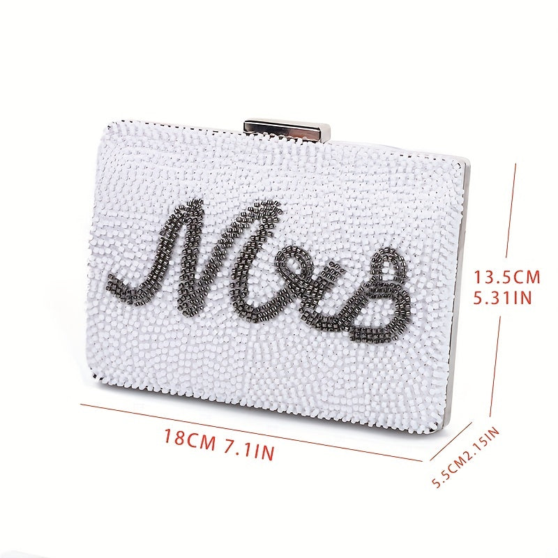 Beaded Box Evening Bag Chain Shoulder Prom Purse Women's Mini Clutch Bag