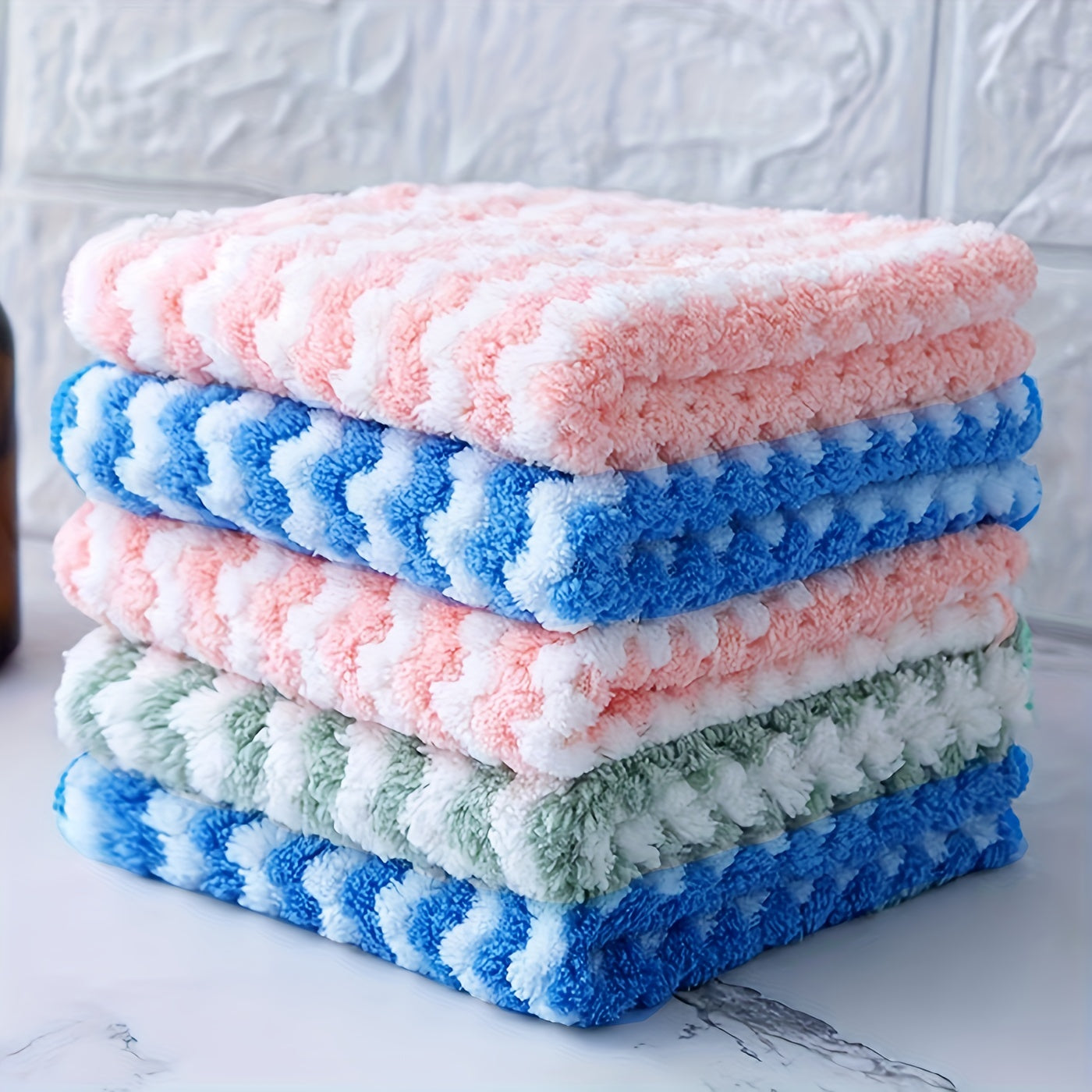 10pcs Damaskeen Wash Cloths Coral Fleece Microfiber Dish Towels