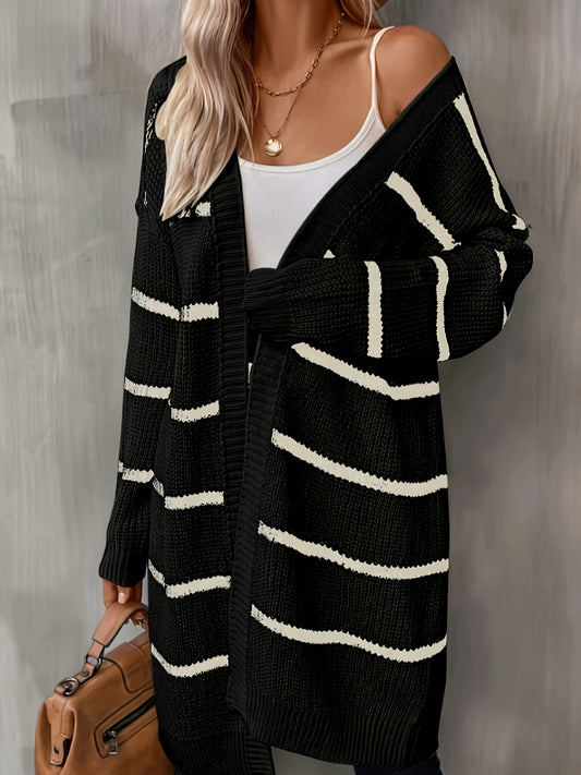  Women's Striped Long Sleeve Cardigan