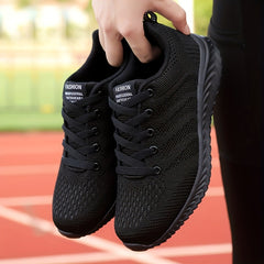 Mesh Flying Woven Running Shoes Lace Up Soft Sole Sports Shoes Women's