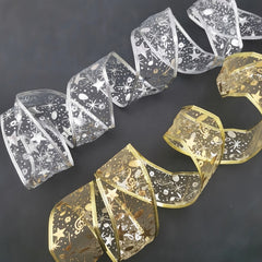 5M Double Layer Christmas Ribbon Tree Ornaments Bow Packaging Crafts
