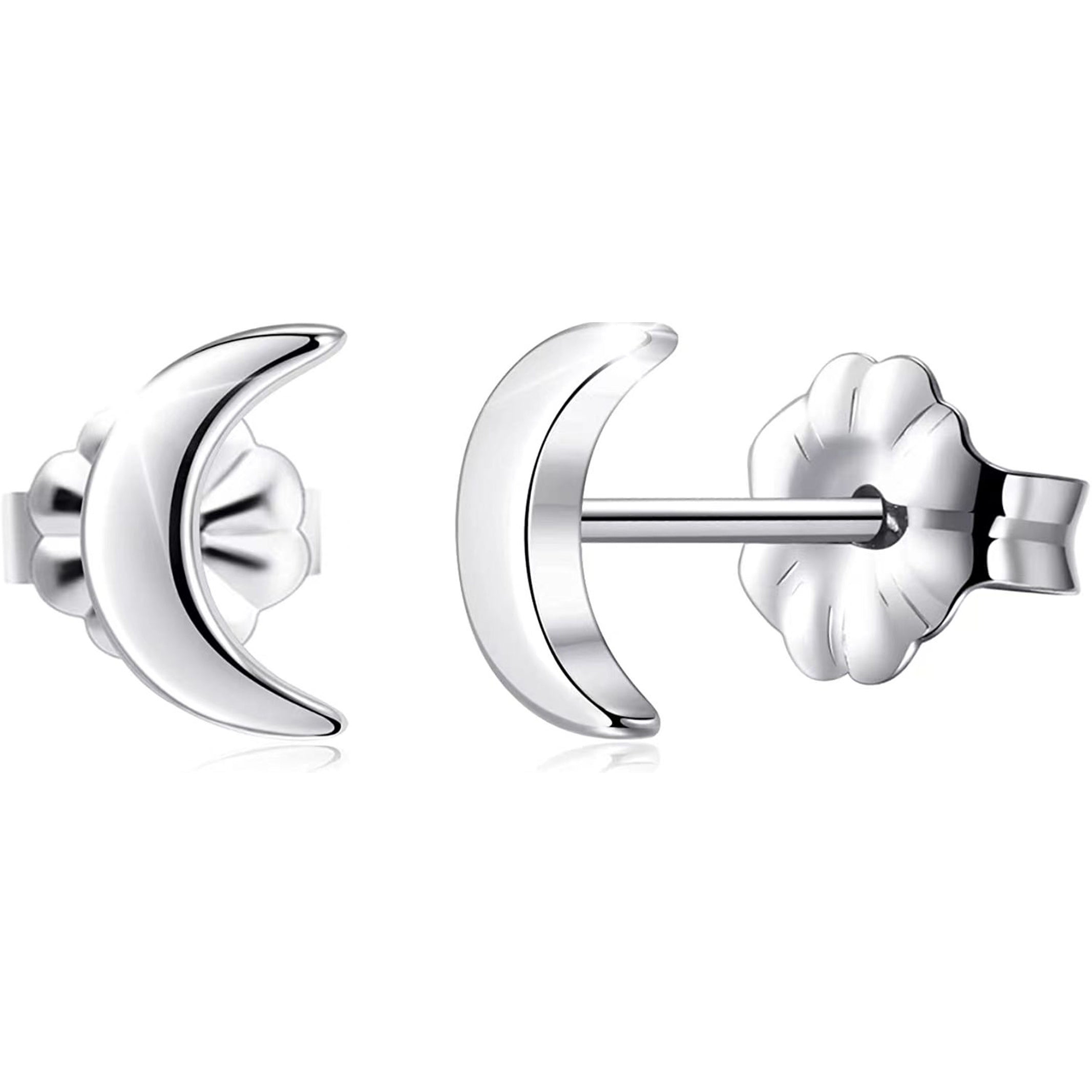 Titanium Round Heart Lightning Moon Earrings