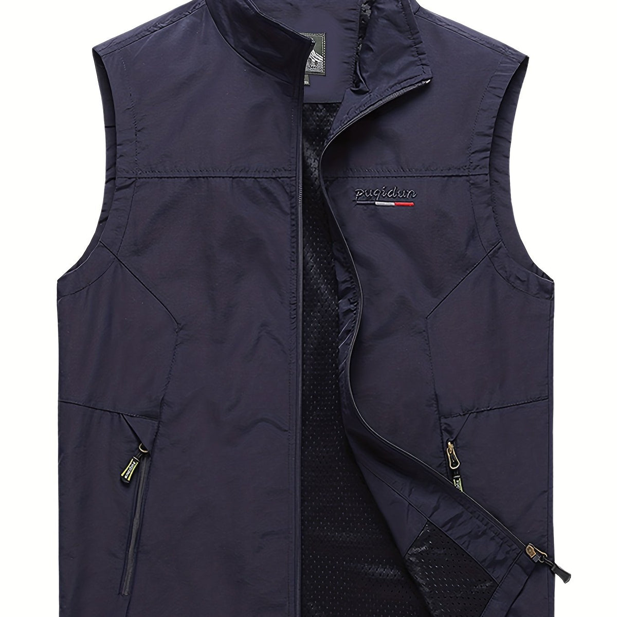 Men's Cargo Vest with Zipper Pockets - Outdoor Stand Collar Outwear