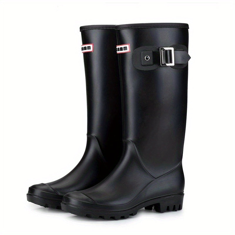 Women's Waterproof High Top Buckle Rain Boots