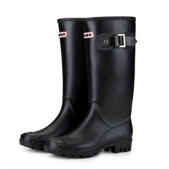 Women's Waterproof High Top Buckle Rain Boots