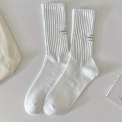 Letter Print Socks Women's Mid Tube Stockings