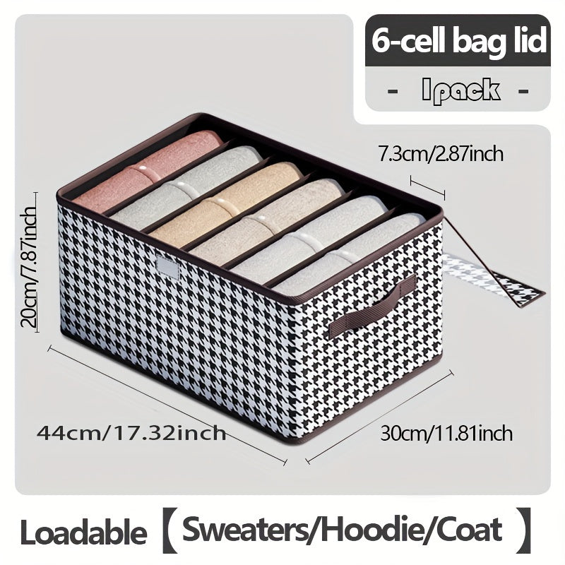 Houndstooth Pattern Storage Box Clothes Wardrobe Organizer Clear Cover