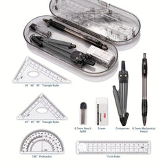 8pcs Compass Ruler Set + 0.7mm Mechanical Pencil