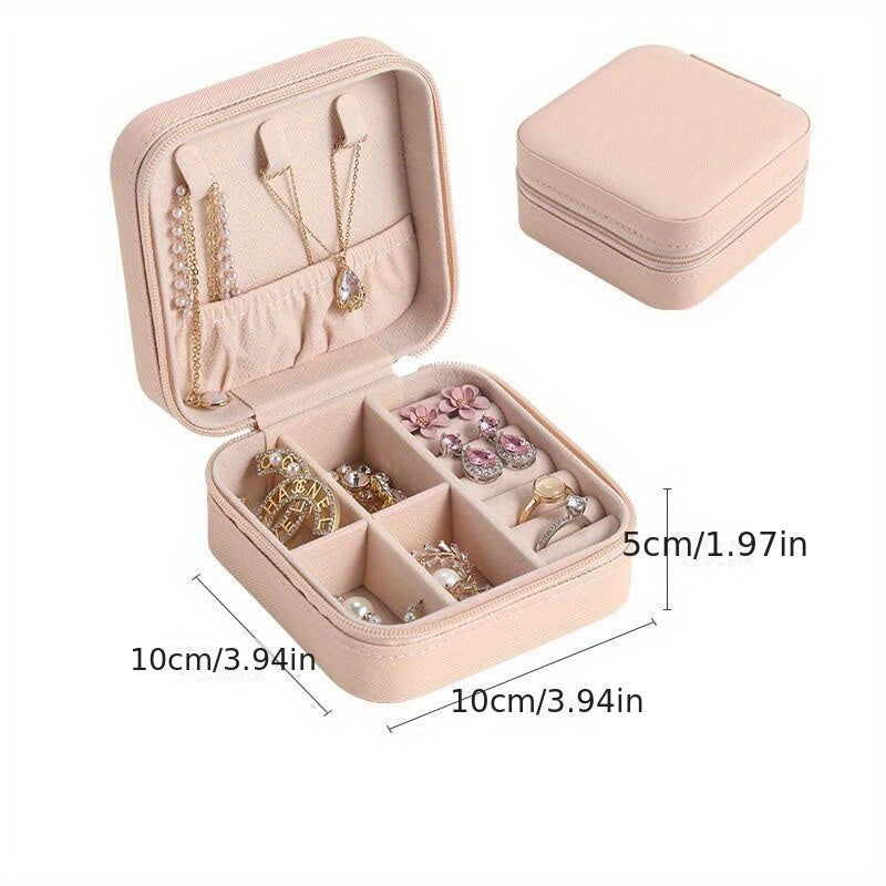 Mini Zipper Jewelry Organizer Box Small Jewelry Storage Case