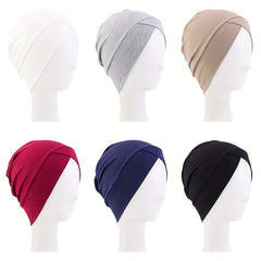 2pcs Soft Cotton Hijab Cap Turban Elastic Head Wrap Chemo Hats For Women