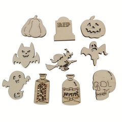 50pcs Halloween Wooden DIY Crafts Set