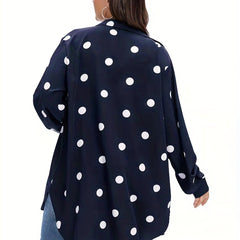  Casual Polka Dot Lantern Sleeve Blouse