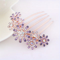 Faux Pearl Flower Hair Comb Rhinestone Hair Comb Head Jewelry
