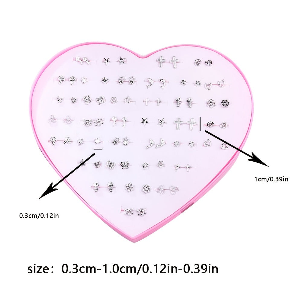 36 Pairs of Silver Stud Earrings Mixed Hair Women's Jewelry Women's Accessories