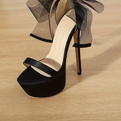 Women's Bowknot Stiletto Heels Buckle Strap Platform Pumps