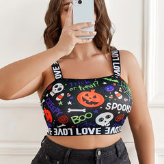 Gothic Bra Women's Plus Skull & Spiderweb Print Tape Bralette