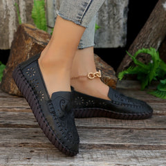 Women's Hollow Out Slip On Embroidered Shoes Lightweight Outdoor Shoes