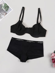 Push Up Bra & Letter Print Panties Set
