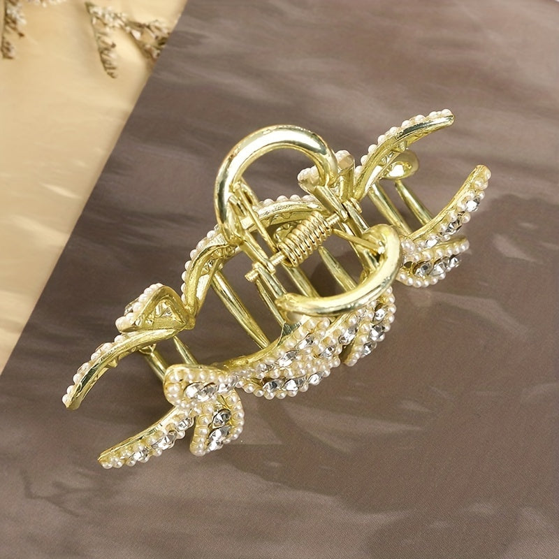 Faux Pearl Rhinestone Hair Claw Jewelry Hair Accessory For Women