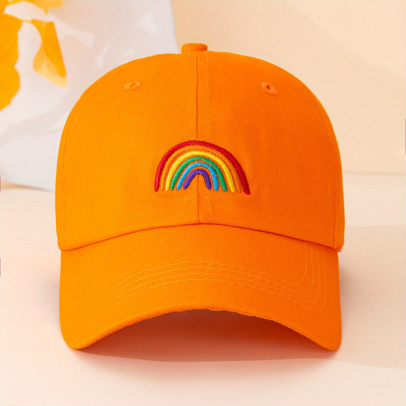Rainbow Embroidery Casual Baseball Cap Candy Unisex Dad Hats Lightweight