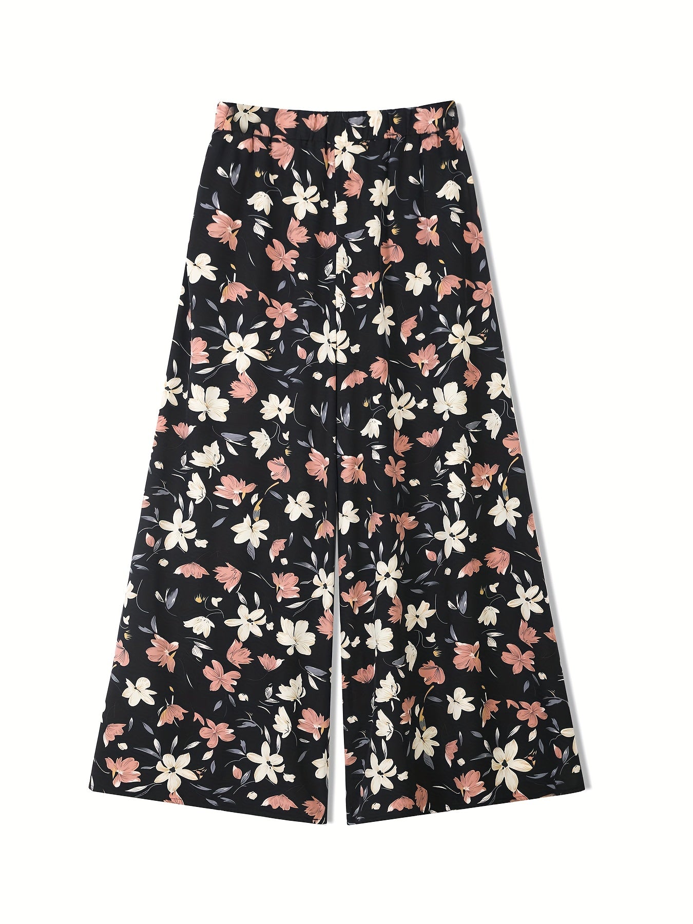 Floral Print High Rise Wide Leg Trousers