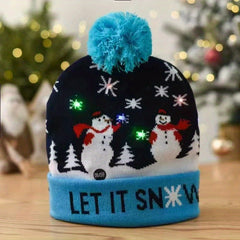 Warm Knit Beanie Hat with Christmas LED Lights