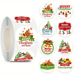500 Stickers Merry Christmas Label Roll Self Adhesive Labels For Holiday