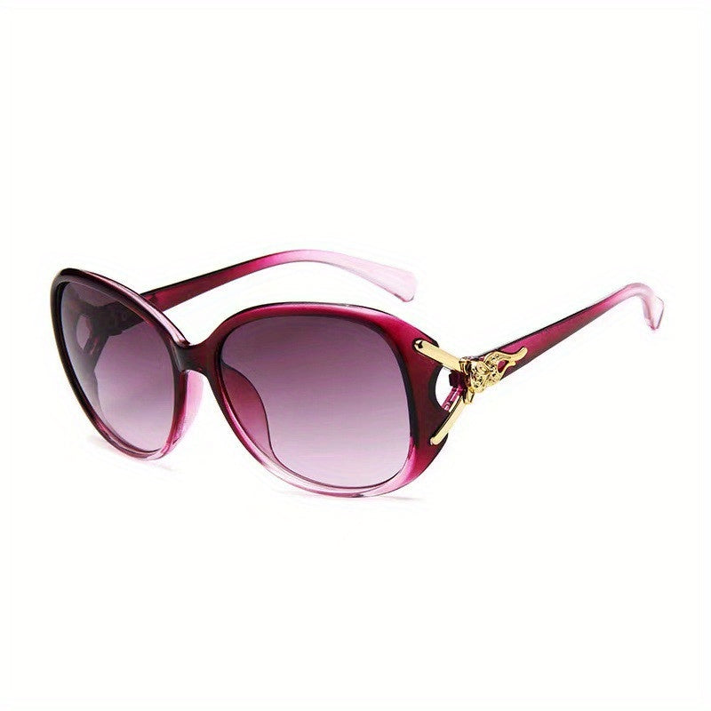 Vintage Women's Big Frame Fox Head Sunglasses Round Gradient Eyewear