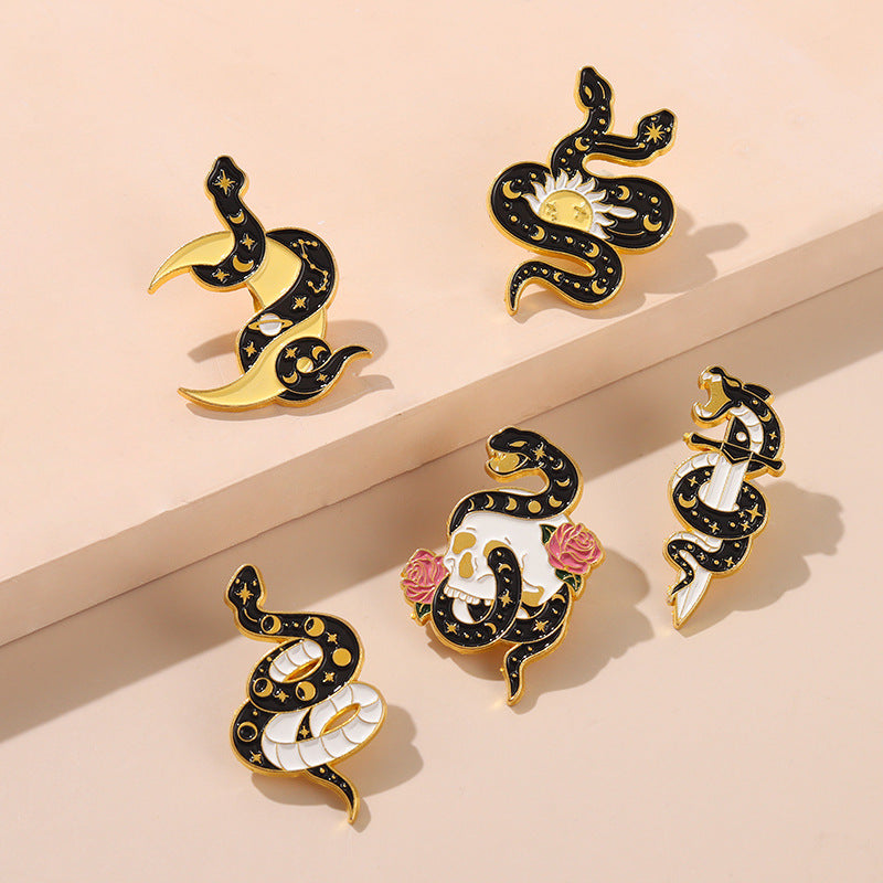 Gothic Snake Enamel Pins Horror Animal Lapel Pin
