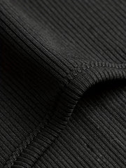 Solid Ribbed Lounge Set Long Sleeve V Neck Top & Elastic Waistband Pants