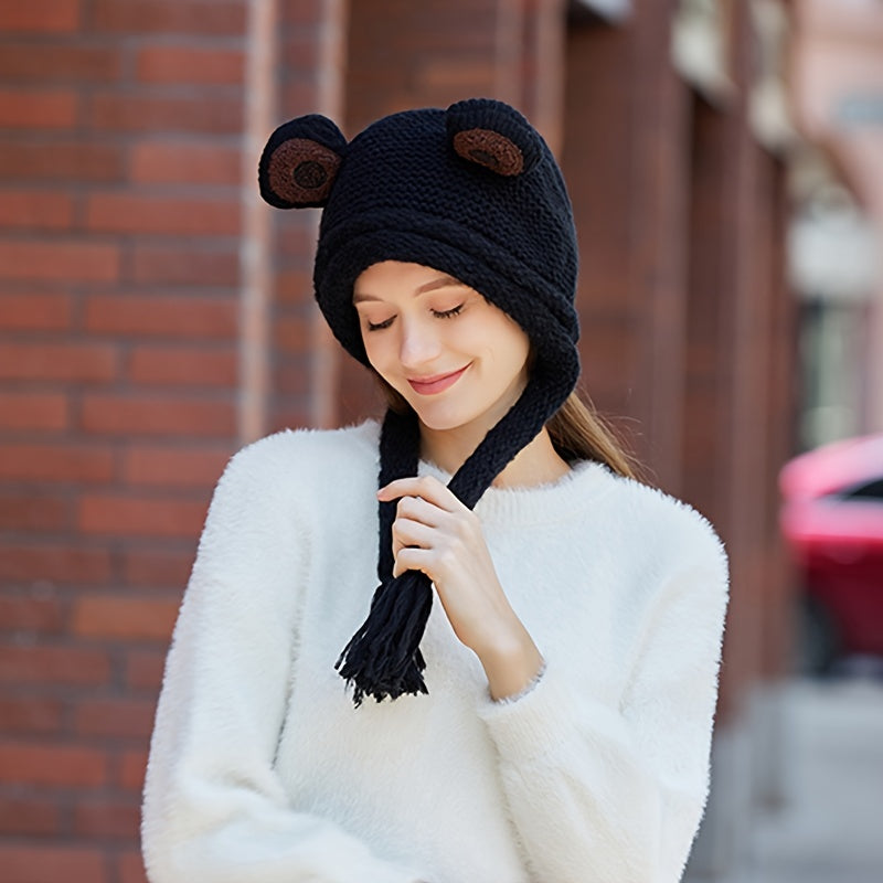 Winter Warm Hat Fleece Ear Hat With Tassel