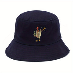 Casual Cartoon Embroidered Sunscreen Bucket Hat for Outdoor Activities