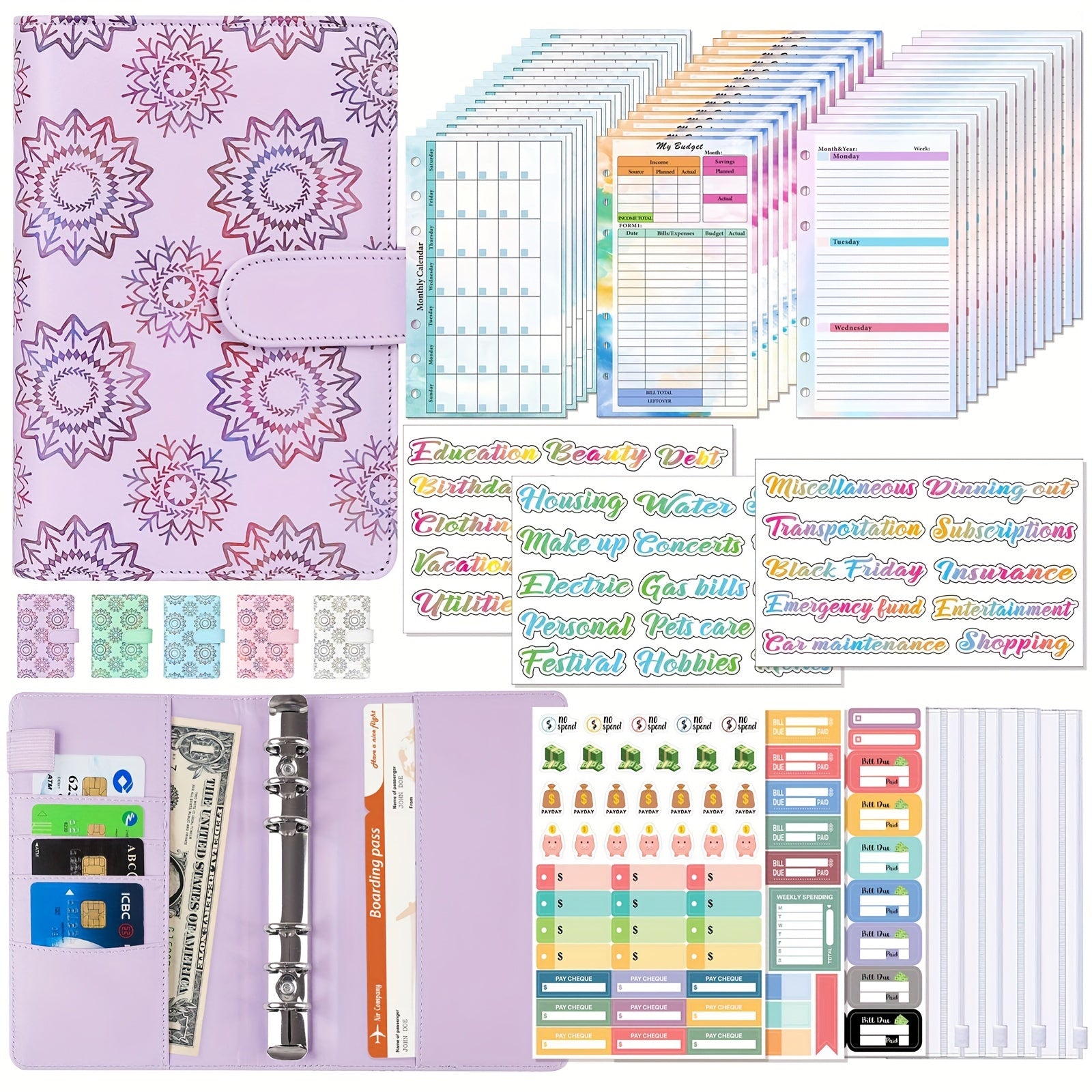 82pcs A6 Budget Binder Budget Book Week Month Planner Loose leaf Notepad