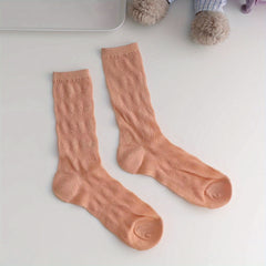 Argyle Textured Socks Mid Tube Women's Stockings