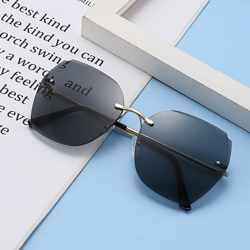 Large Rimless Sunglasses Anti Glare UV400